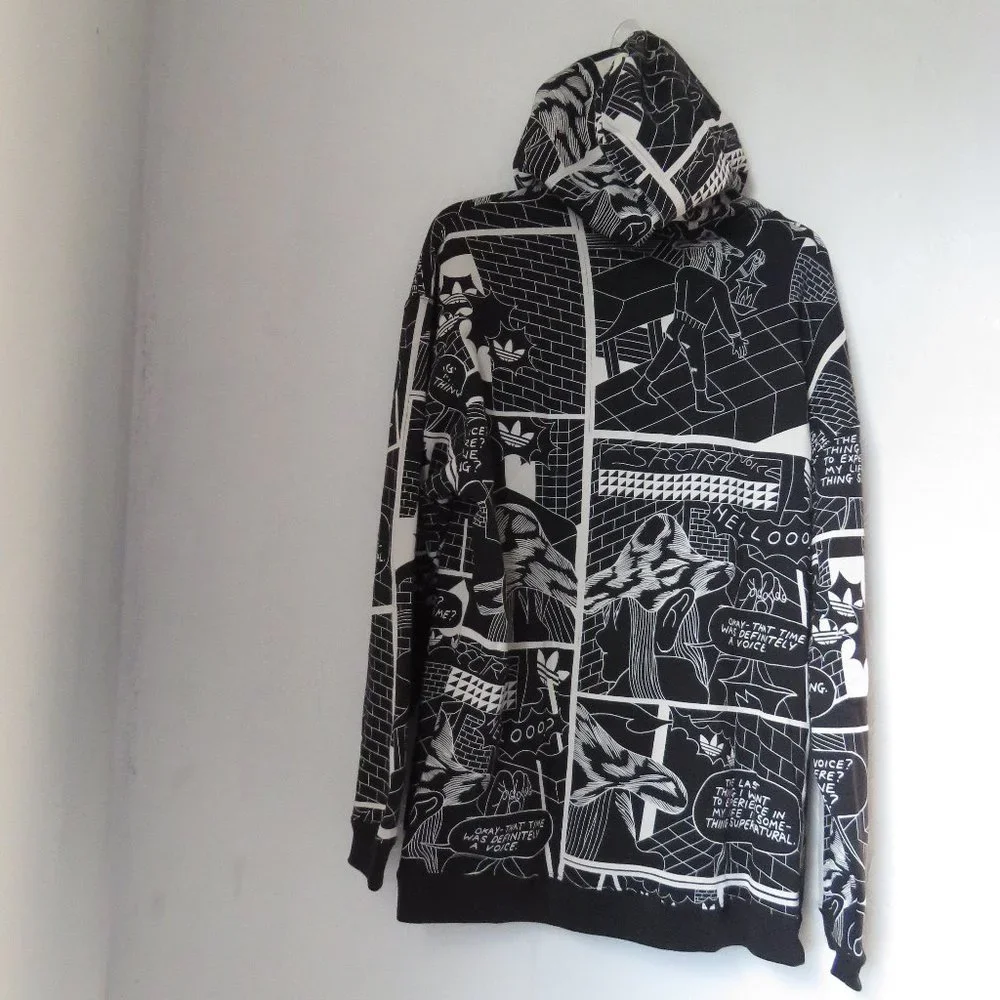 Adidas R.Y.V. Graphic Hoodie by Patrick Kyle GN3345 L Black White NWT Ra…